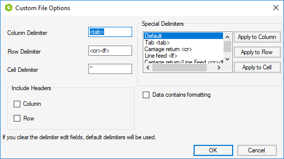 Custom File Options Dialog in Spread Designer