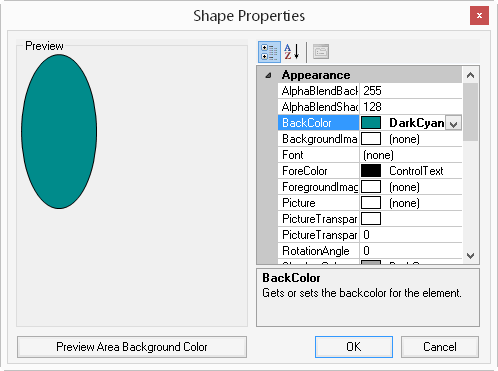 Shape Properties Dialog - Spread Designer