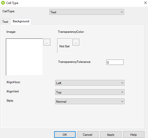 Spread Designer Cell Type Dialog Background Tab