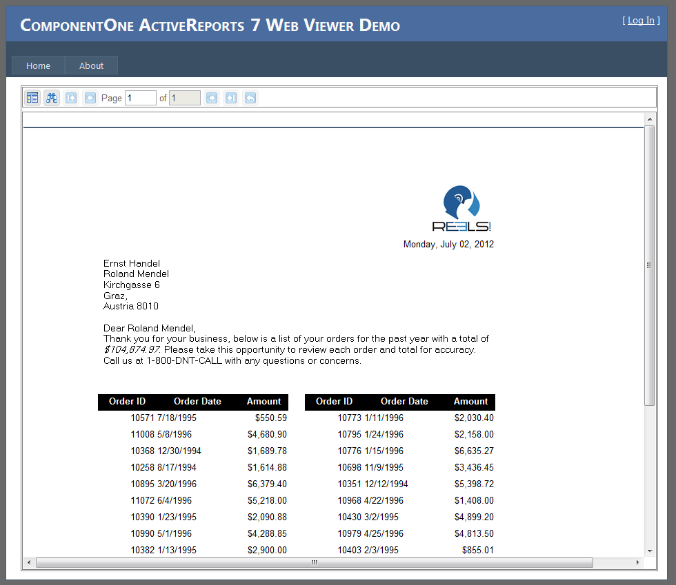 ActiveReports 报表控件 - 基于Ajax技术的ASP.NET报表浏览器
